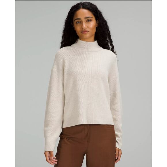 lululemon cream Merino Wool-Blend Ribbed Turtleneck Sweater